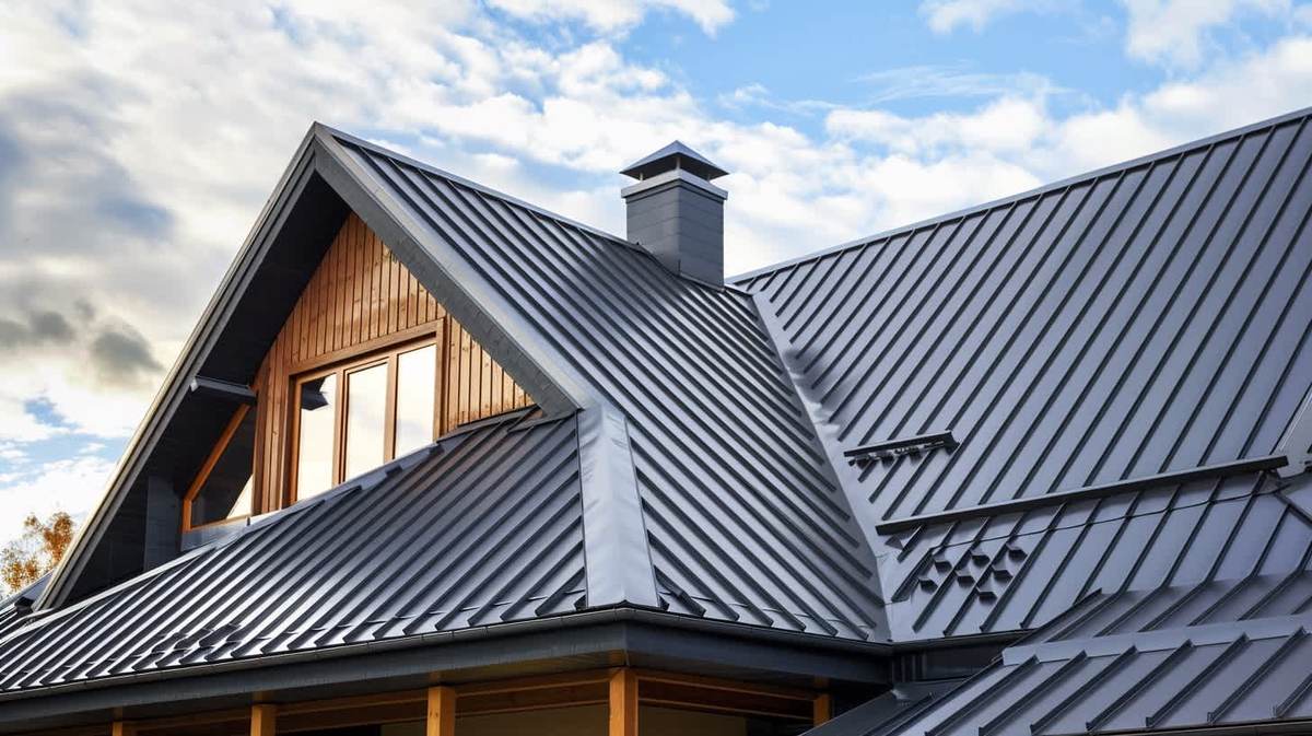 Yeşilyurt EPDM Kauçuk Çatı – antrasit kenet sistem metal çatıyla kaplanmış müstakil ev